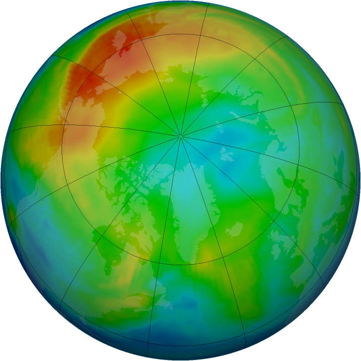 Arctic ozone map for 07 December 1984